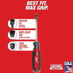 Milwaukee 1/4" Slotted 4" Cushion Grip Screwdriver (USA) MT206