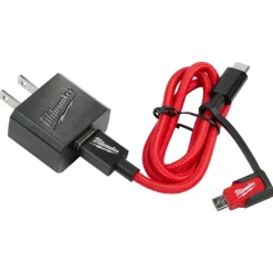 Milwaukee 3' USB-C and 21A Wall Charger w/Micro USB Adaptor 48-59-1209