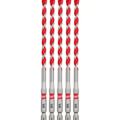 Milwaukee 1/4" x 4" x 6" SHOCKWAVE Impact Duty Carbide Hammer Drill Bits - Bulk 5 PK 48-20-9162