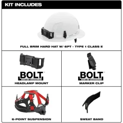 Milwaukee BOLT Hard Hat Unvented, Class E Full Brim 6pt Suspension - Black 48-73-1131