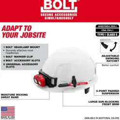 Milwaukee BOLT Hard Hat Unvented, Class E Front Brim 6pt Suspension - Orange 48-73-1132