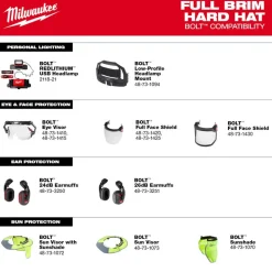 Milwaukee BOLT Hard Hat Unvented, Class E Full Brim 6pt Suspension - Orange 48-73-1133