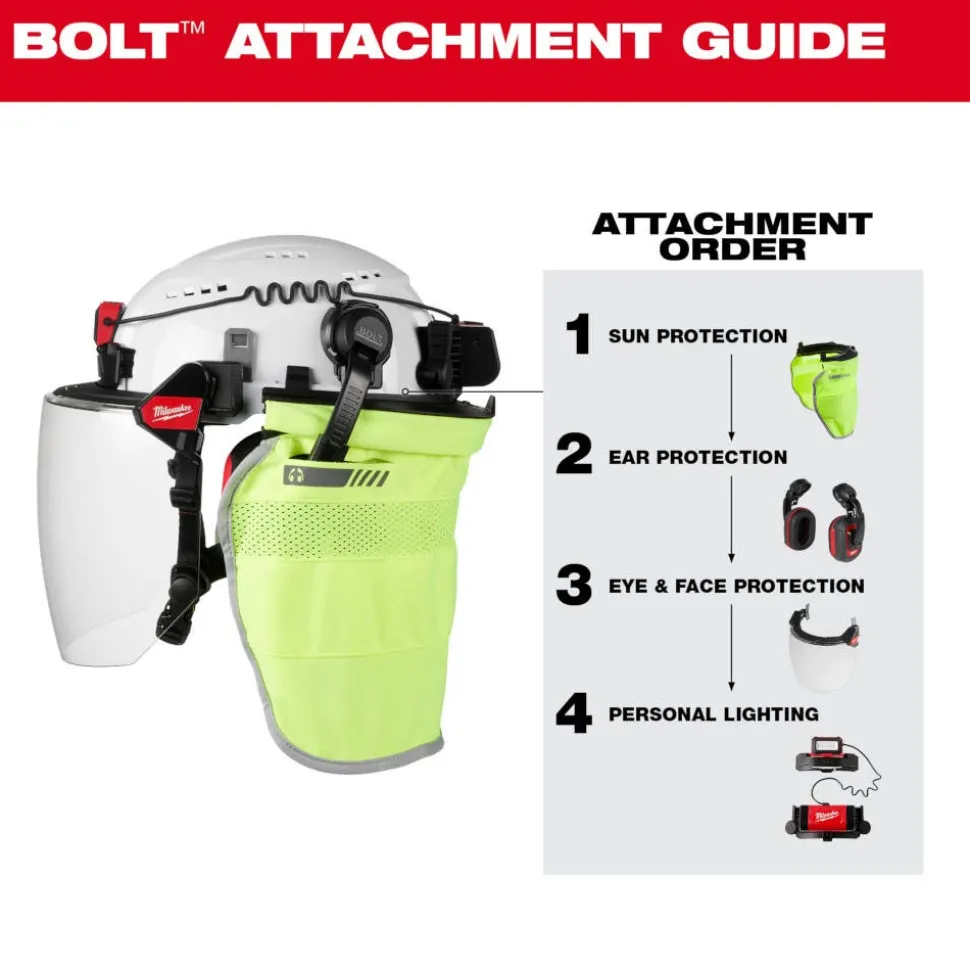 Milwaukee BOLT Hard Hat Vented, Class C Front Brim 6pt Suspension - White 48-73-1220