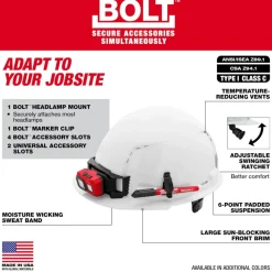 Milwaukee BOLT Hard Hat Vented, Class C Front Brim 6pt Suspension - Yellow 48-73-1222