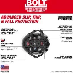 Milwaukee BOLT Type 2, Class E Unvented Safety Helmet w/ IMPACT ARMOR Liner - Red 48-73-1359