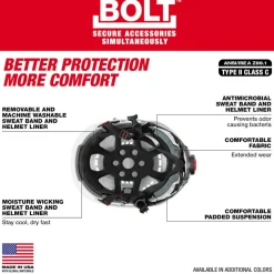 Milwaukee BOLT Type 2, Class C Vented Safety Helmet - Black 48-73-1310