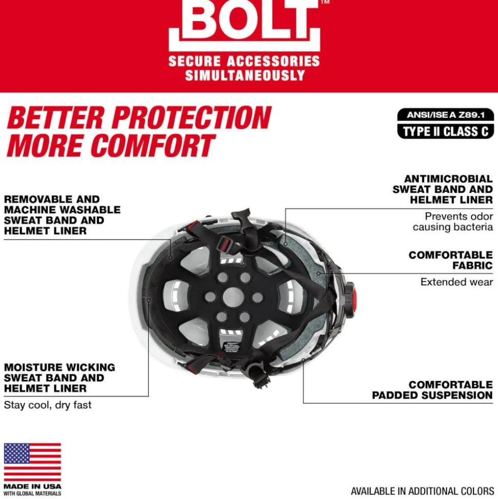 Milwaukee BOLT Type 2, Class C Vented Safety Helmet - Black 48-73-1310