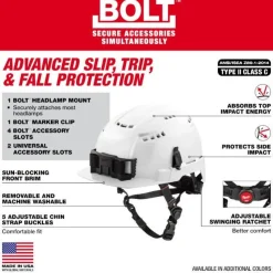 Milwaukee BOLT Type 2, Class C Vented Front Brim Safety Helmet w/ IMPACT ARMOR Liner - Red 48-73-1372