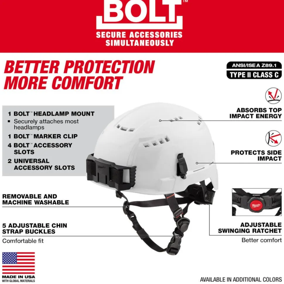 Milwaukee BOLT Type 2, Class C Vented Safety Helmet - Green 48-73-1306