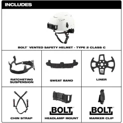 Milwaukee BOLT Type 2, Class C Vented Safety Helmet - Green 48-73-1306