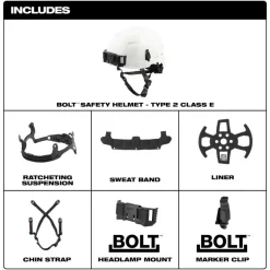 Milwaukee BOLT Type 2, Class E Unvented Safety Helmet - Blue 48-73-1305