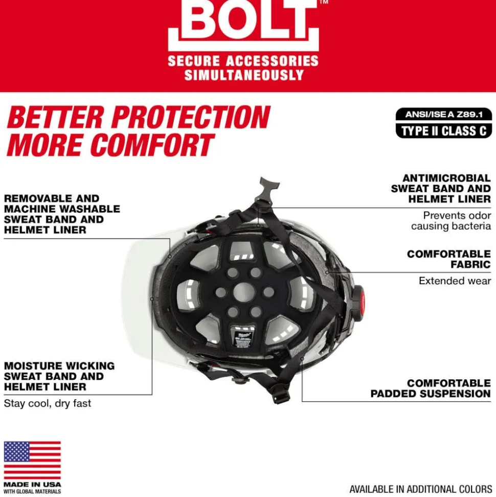 Milwaukee BOLT Type 2, Class E Unvented Front Brim Safety Helmet - Blue 48-73-1325