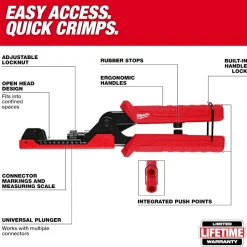 Milwaukee Extended Reach Compression Coax Crimper 48-22-3073