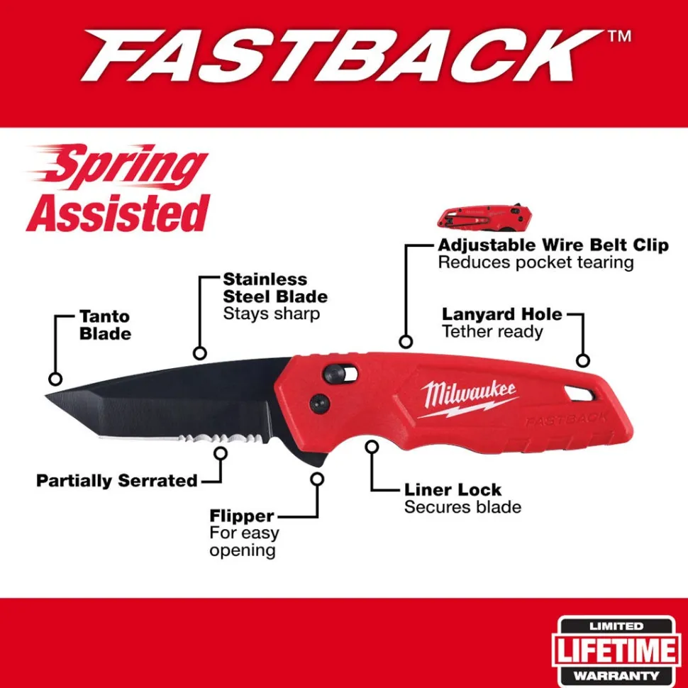 Milwaukee FASTBACK Spring Assisted Folding Knife 48-22-1530