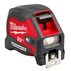 Milwaukee 25ft Compact Wide Blade Magnetic Tape Measure w/ Rechargeable 100L Light 48-22-0428