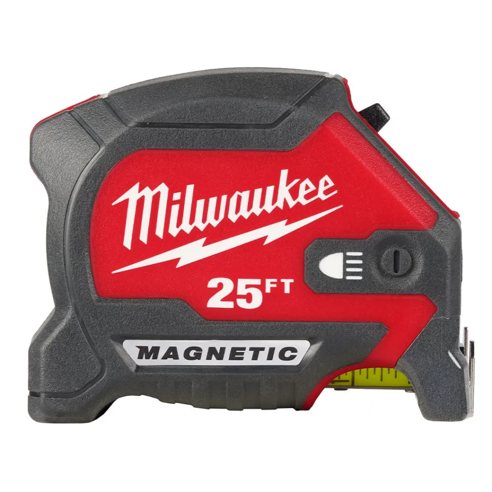 Milwaukee 25ft Compact Wide Blade Magnetic Tape Measure w/ Rechargeable 100L Light 48-22-0428