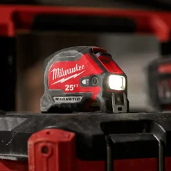 Milwaukee 25ft Compact Wide Blade Magnetic Tape Measure w/ Rechargeable 100L Light 48-22-0428