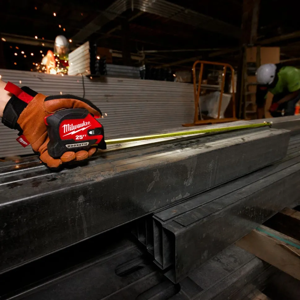 Milwaukee 25ft Compact Wide Blade Magnetic Tape Measure w/ Rechargeable 100L Light 48-22-0428