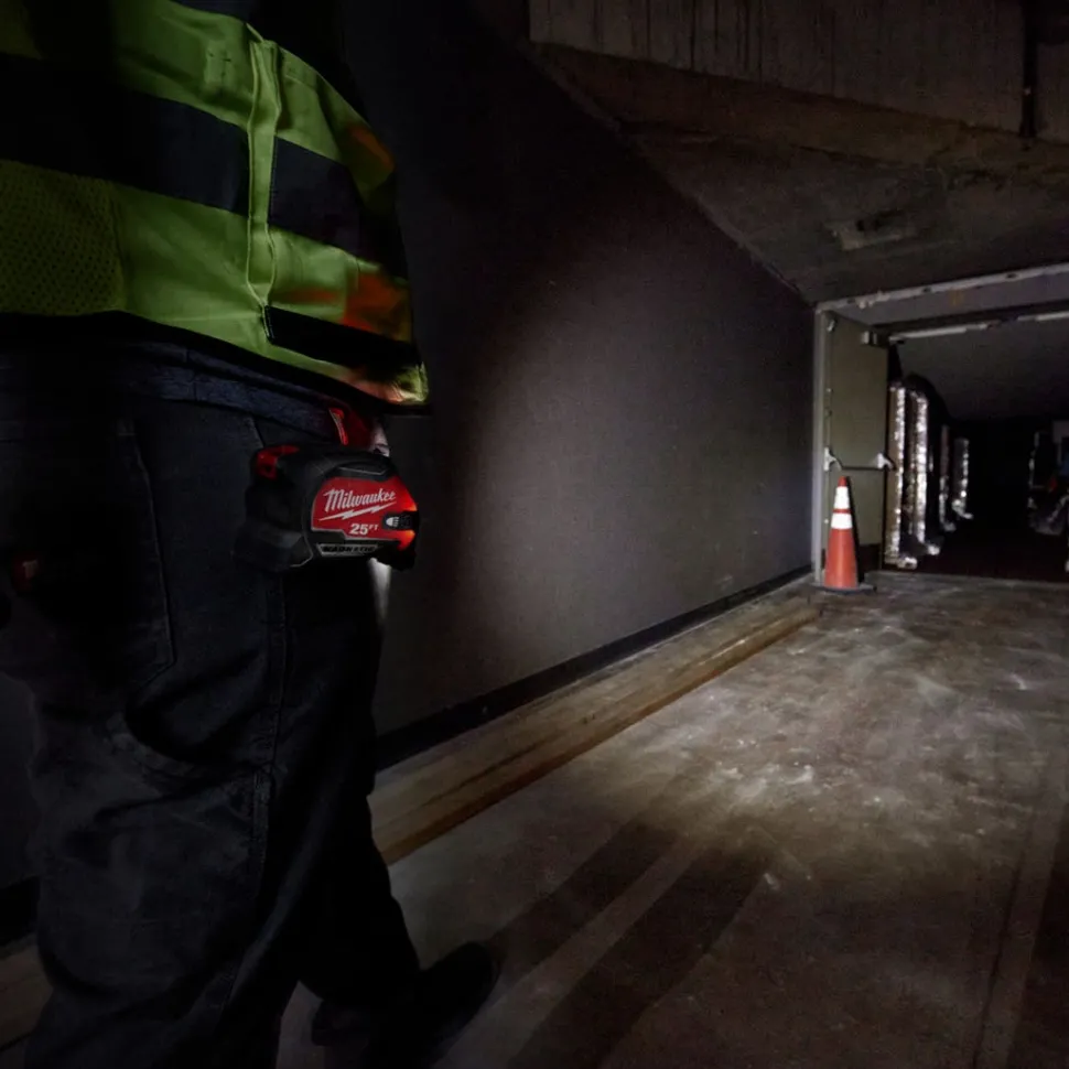 Milwaukee 25ft Compact Wide Blade Magnetic Tape Measure w/ Rechargeable 100L Light 48-22-0428