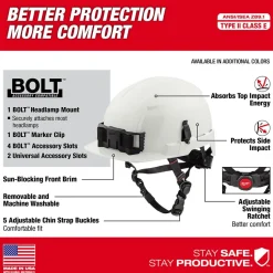 Milwaukee Gray Front Brim Helmet with BOLT - Class E 48-73-1337