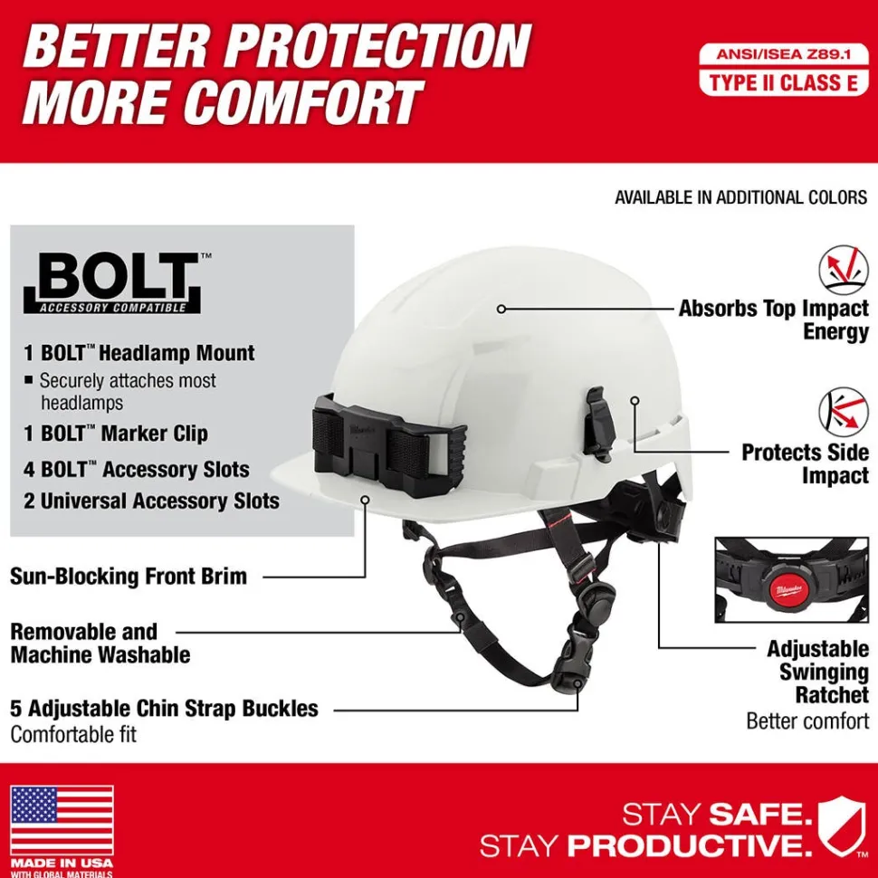 Milwaukee Gray Front Brim Helmet with BOLT - Class E 48-73-1337