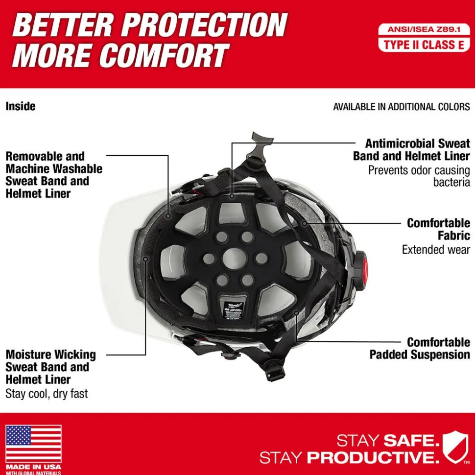 Milwaukee Gray Front Brim Helmet with BOLT - Class E 48-73-1337