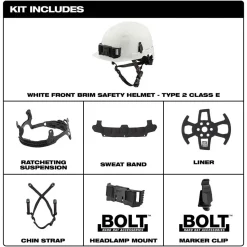 Milwaukee Gray Front Brim Helmet with BOLT - Class E 48-73-1337