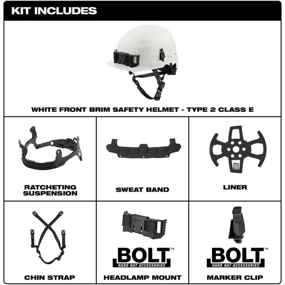 Milwaukee Gray Front Brim Helmet with BOLT - Class E 48-73-1337