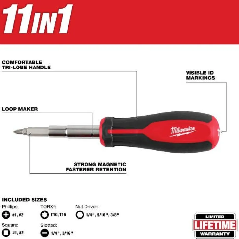 Milwaukee 11-in-1 Magnetic Multi-Bit Screwdriver 48-22-2914