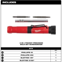 Milwaukee 4-in-1 Pocket Precision Multi-Bit Screwdriver 48-22-2932