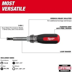 Milwaukee 9-in-1 Punchdown Multi-Bit Screwdriver 48-22-2902