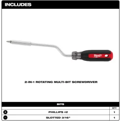 Milwaukee 2-in-1 Rotating Multi-Bit Screwdriver 48-22-2916