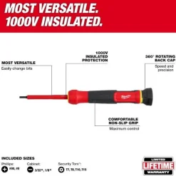 Milwaukee 8-in-1 1000V Insulated Precision Multi-Bit Screwdriver 48-22-2217