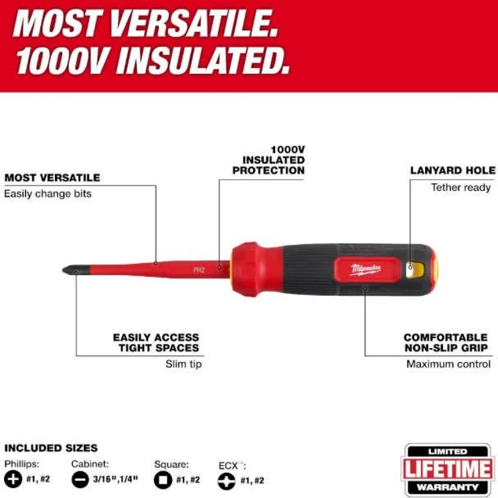 Milwaukee 8-in-1 1000V Insulated Slim Tip Multi-Bit Screwdriver 48-22-2218