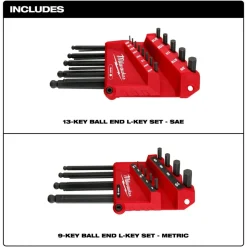 Milwaukee 22-Key Ball End L-Key Set - SAE/Metric 48-22-2187