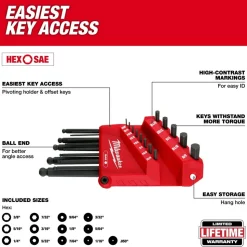 Milwaukee 22-Key Ball End L-Key Set - SAE/Metric 48-22-2187