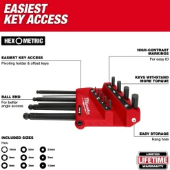 Milwaukee 22-Key Ball End L-Key Set - SAE/Metric 48-22-2187