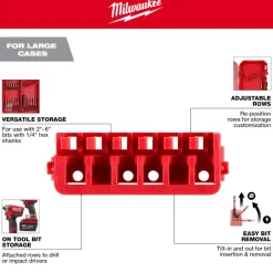 Milwaukee Large PACKOUT Compatible Case Rows for Impact Driver Accessories 5PK 48-32-9935