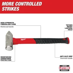 Milwaukee 2.5lb Fiberglass Cross Peen Hammer 48-22-9313