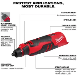 Milwaukee M12 Brushless Rotary Tool 2525-20