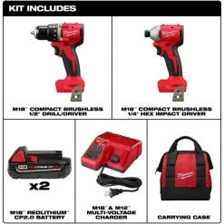 Milwaukee M18 Compact Brushless 2-Tool Combo Kit 3692-22CT