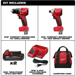 Milwaukee M18 Compact Brushless 2-Tool Combo Kit & M18 6 1/2