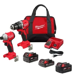 Milwaukee M18 Compact Brushless 2-Tool Combo Kit w/ Additional M18 Red Lithium 5.0 Ah XC Battery