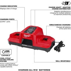Milwaukee M18 Dual Bay Simultaneous Super Charger 48-59-1815