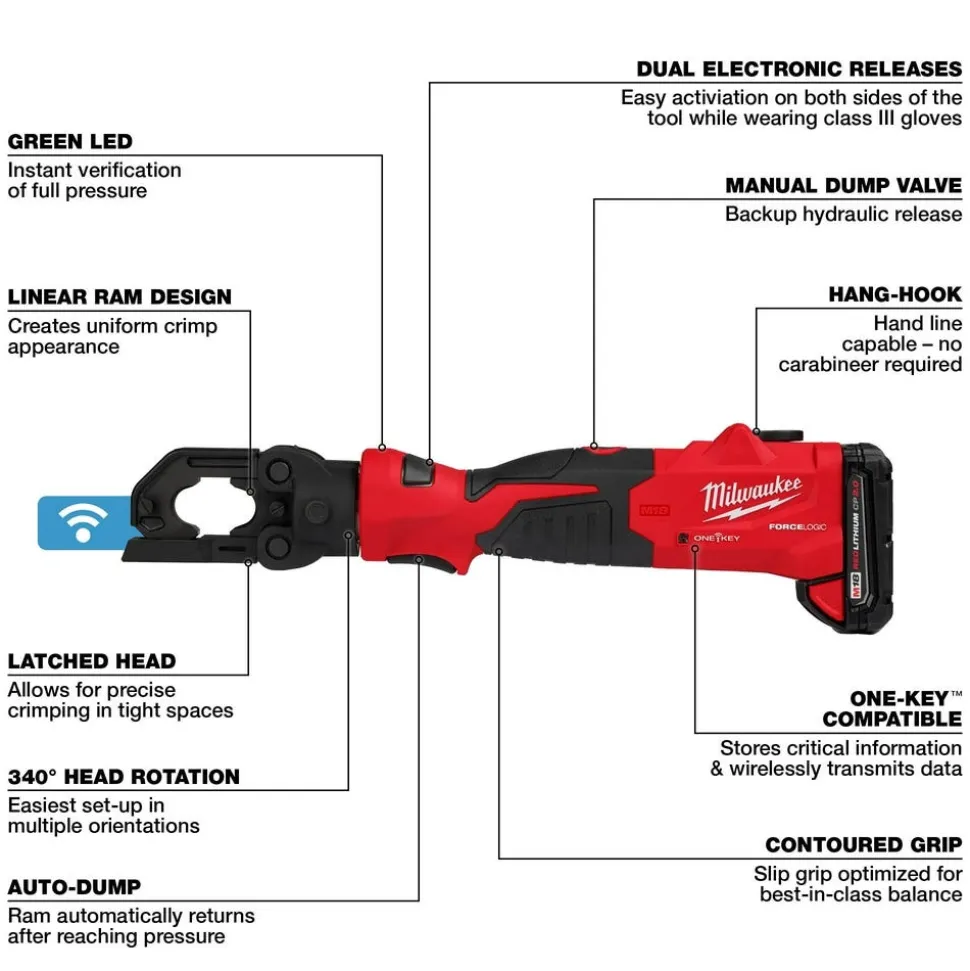 Milwaukee M18 FORCE LOGIC 6T Latched Linear Utility Crimper 2979-22