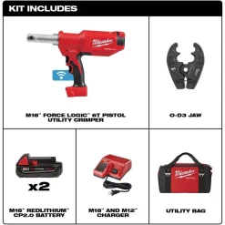 Milwaukee M18 FORCE LOGIC 6T Pistol Utility Crimper O-D3 Kit 2977-22O