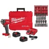 Milwaukee M18 FUEL 1/2 " Compact Impact Wrench Friction Ring Kit + 31pc. Impact Duty Metric/SAE PACKOUT Deep Socket Set Bundle KIT-2855-22R-49-66-6806