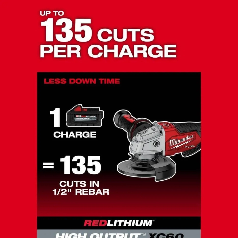 Milwaukee M18 FUEL 5" Braking Grinder w/ ONE-KEY Paddle Switch, No Lock & M18 FUEL 1/2" Compact Impact Wrench w/ Friction Ring Bare Tool