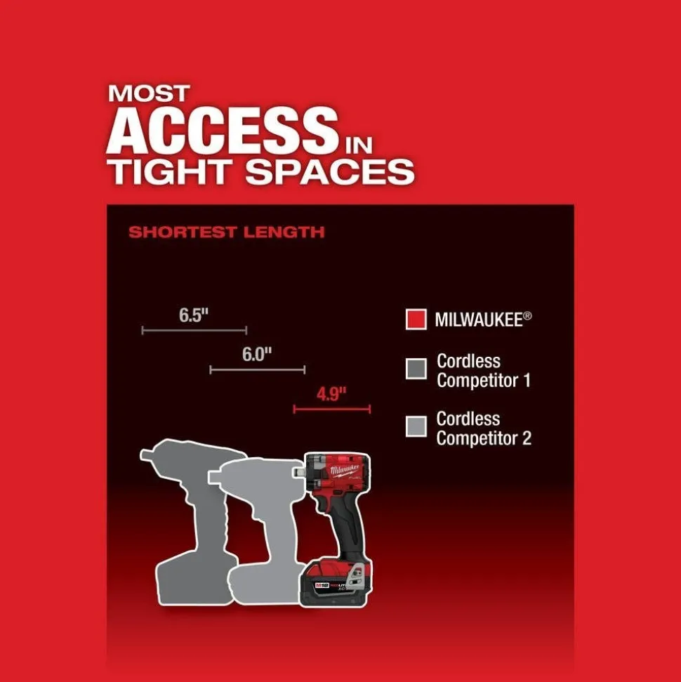 Milwaukee M18 FUEL 5" Braking Grinder w/ ONE-KEY Paddle Switch, No Lock & M18 FUEL 1/2 " Compact Impact Wrench w/ Friction Ring Bare Tool