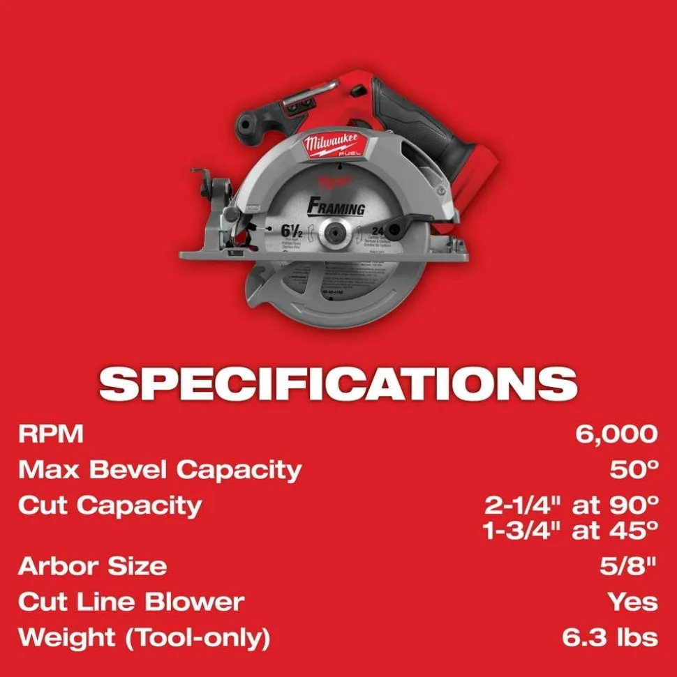Milwaukee M18 FUEL 6-1/2" Circular Saw (Tool Only) 2833-20